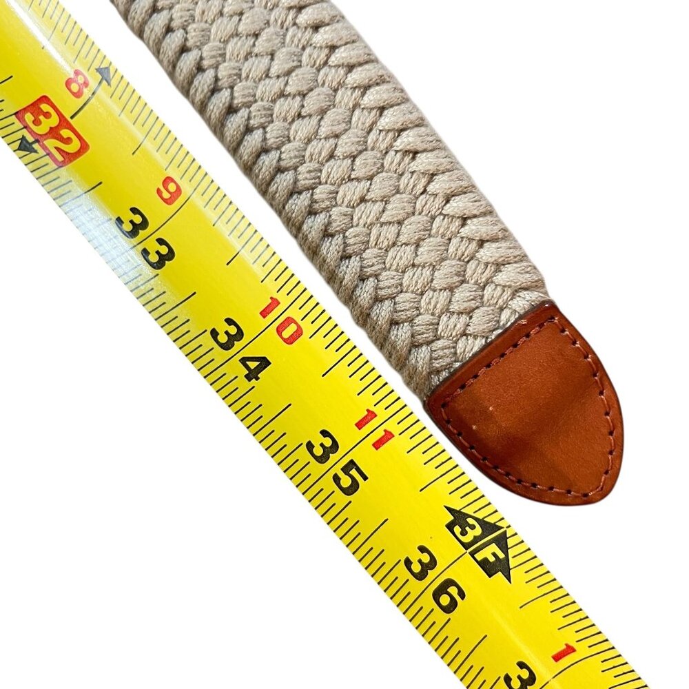Vtg Talbots Stretch Braided Belt Leather Trim S Beige Brown Womens - Picture 5 of 6